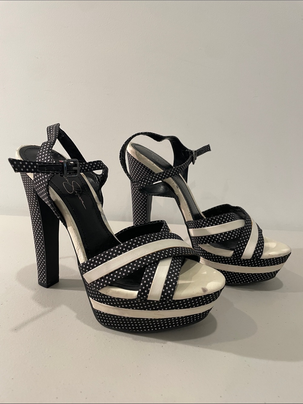 Vintage Jessica Simpson Polka Dot Platform Sandals - Size 10 - Read Description